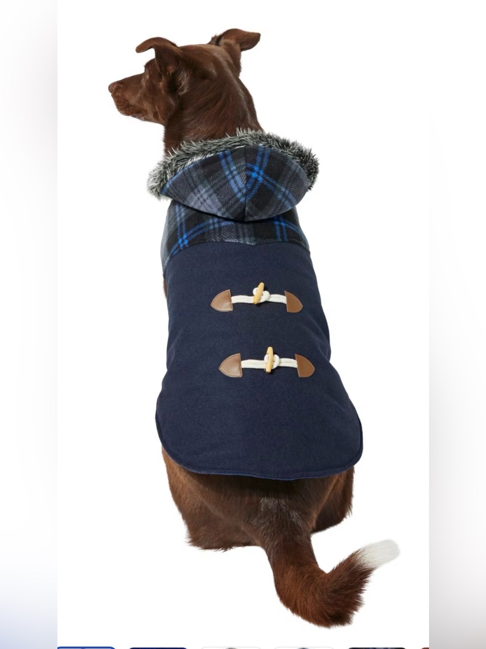 Plaid Hooded Insulated Dog Winter Peacoat